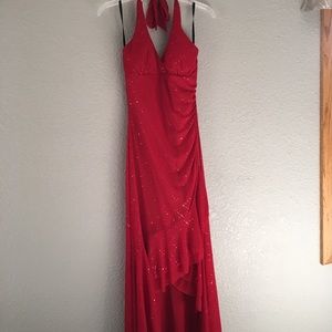 Hi-lo red formal dress